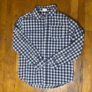 Boys' 100% Cotton Button Down Gingham Long-sleeve Black/ White Shirt XL(14)
